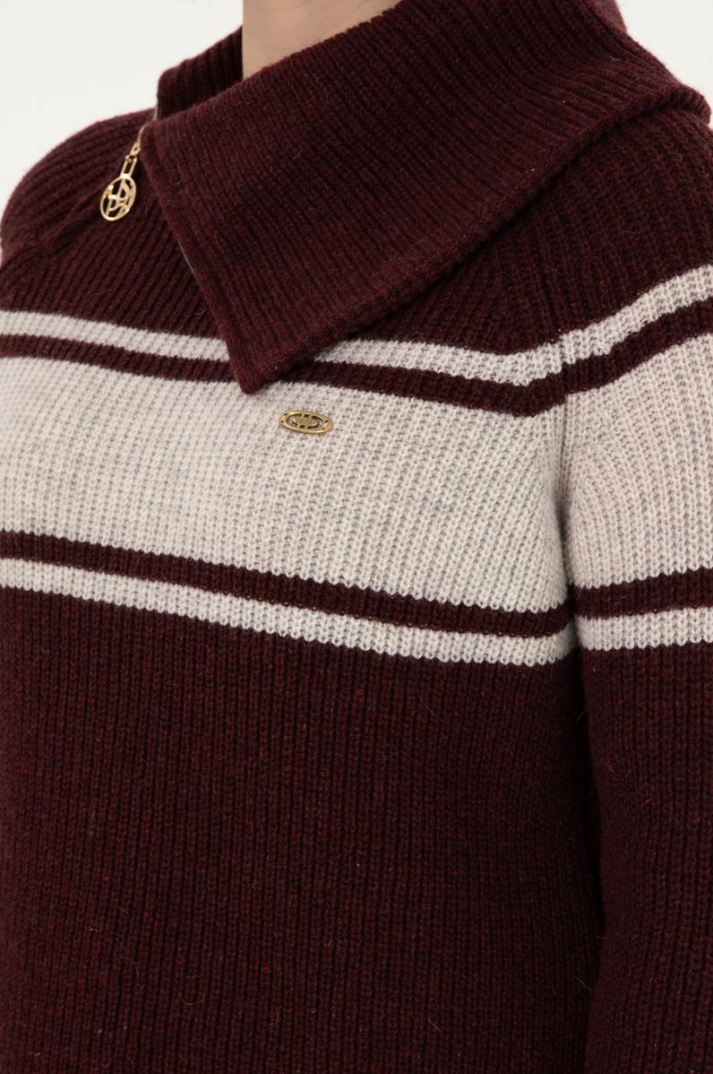 Kadın Bordo V Yaka Kazak