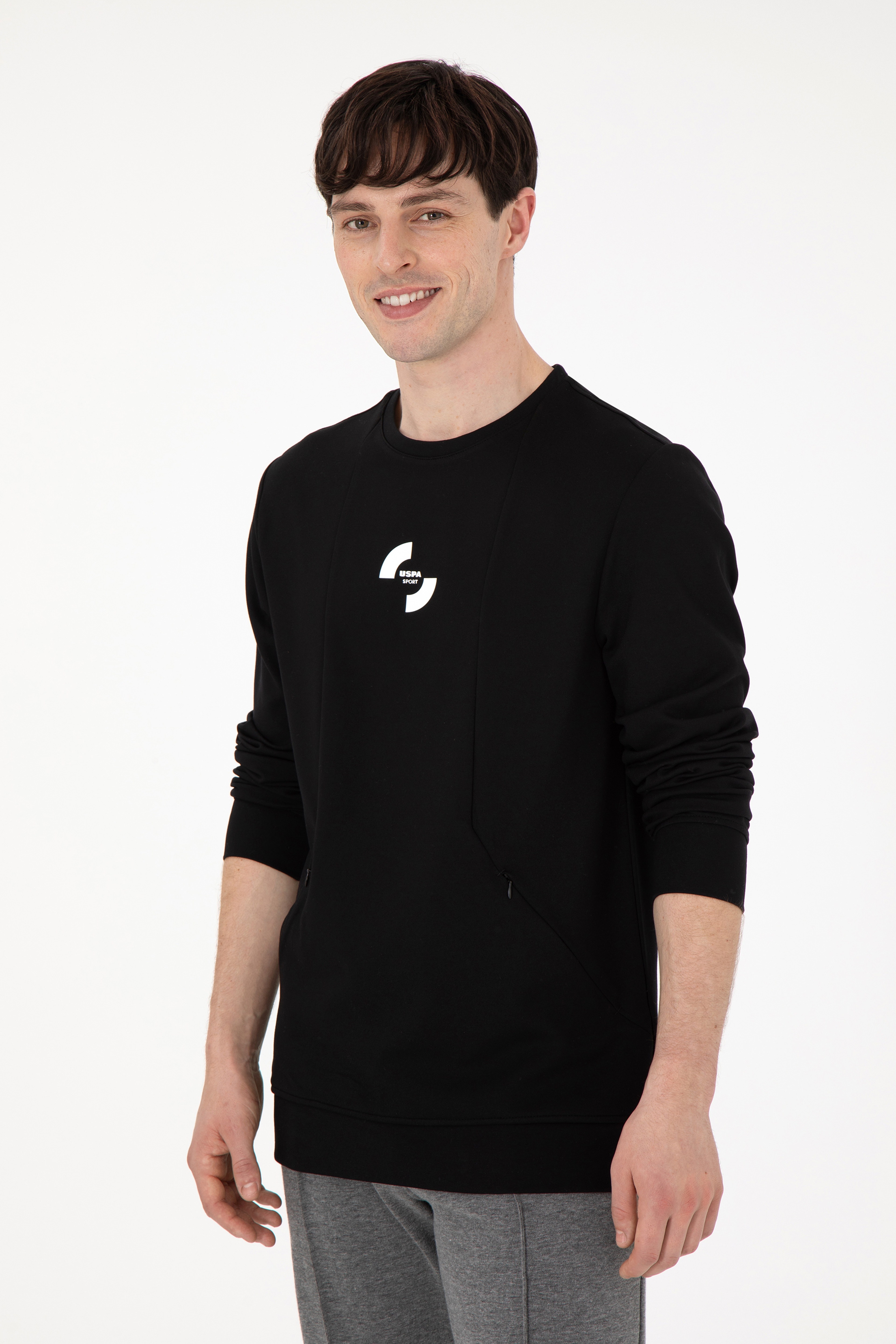 Erkek Regular Fit Bisiklet Yaka Siyah Sweatshirt