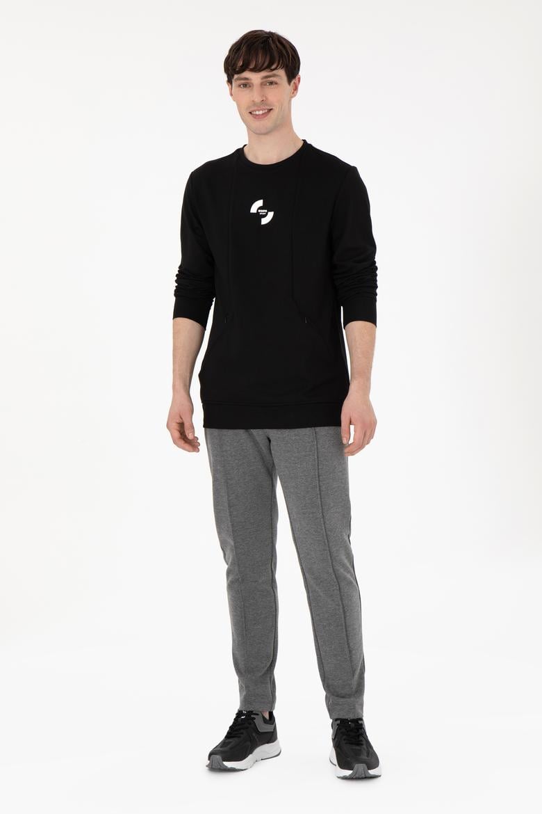 Erkek Regular Fit Bisiklet Yaka Siyah Sweatshirt - 50290778019