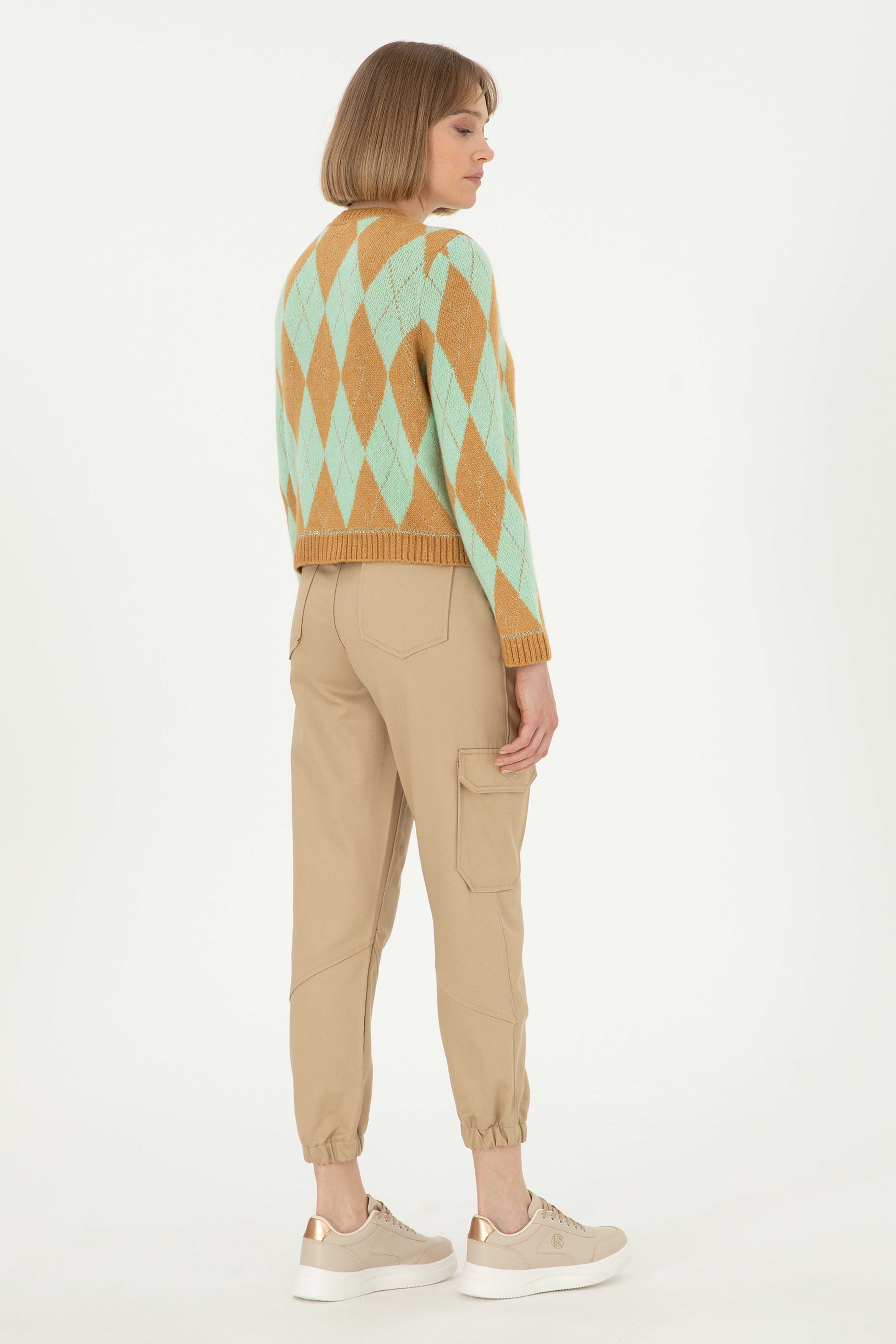 Kadın Kum Kanvas Jogger Fit Pantolon