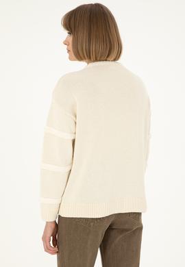 Kadın Krem Bisiklet Yaka Kazak - 50293173020