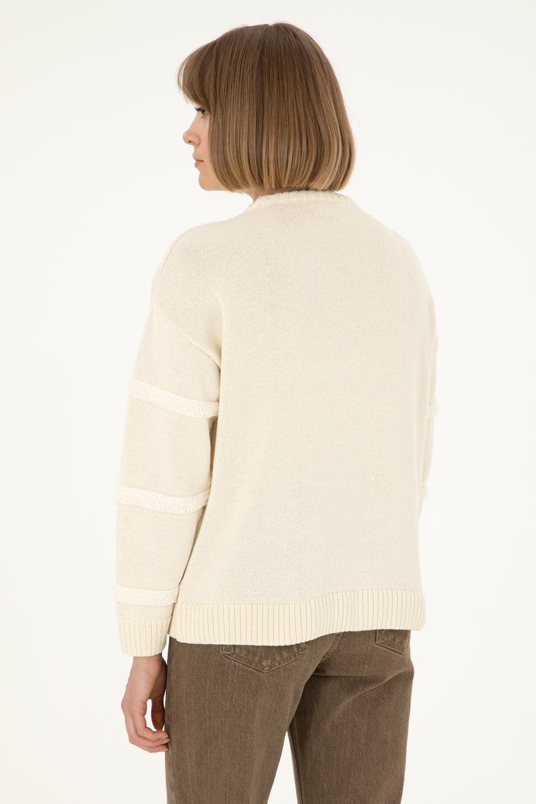 Kadın Krem Bisiklet Yaka Kazak - 50293173020