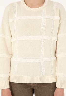 Kadın Krem Bisiklet Yaka Kazak - 50293173020