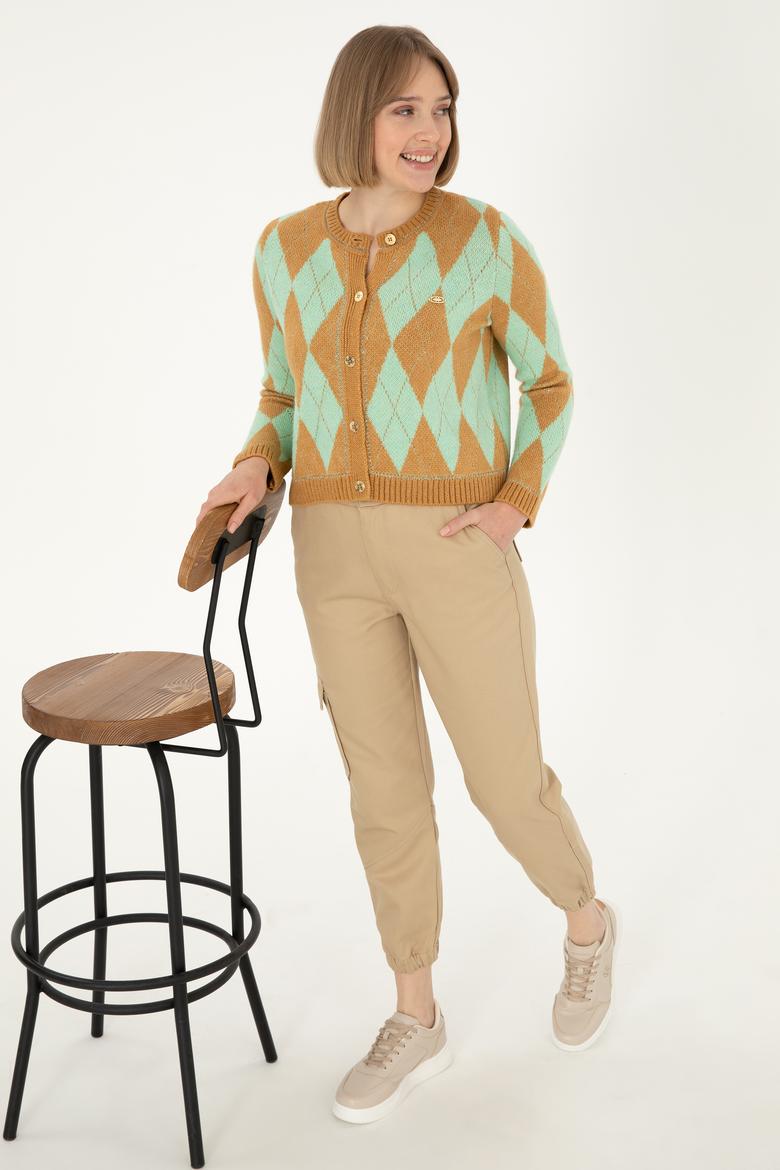 Kadın Kum Kanvas Jogger Fit Pantolon - 50292748030