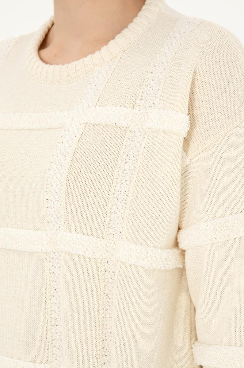 Kadın Krem Bisiklet Yaka Kazak