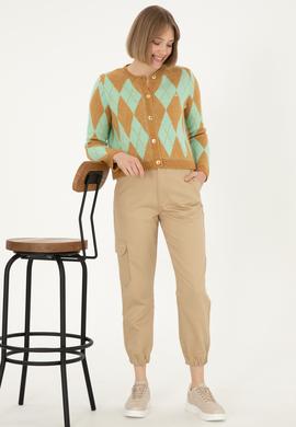 Kadın Kum Kanvas Jogger Fit Pantolon - 50292748030