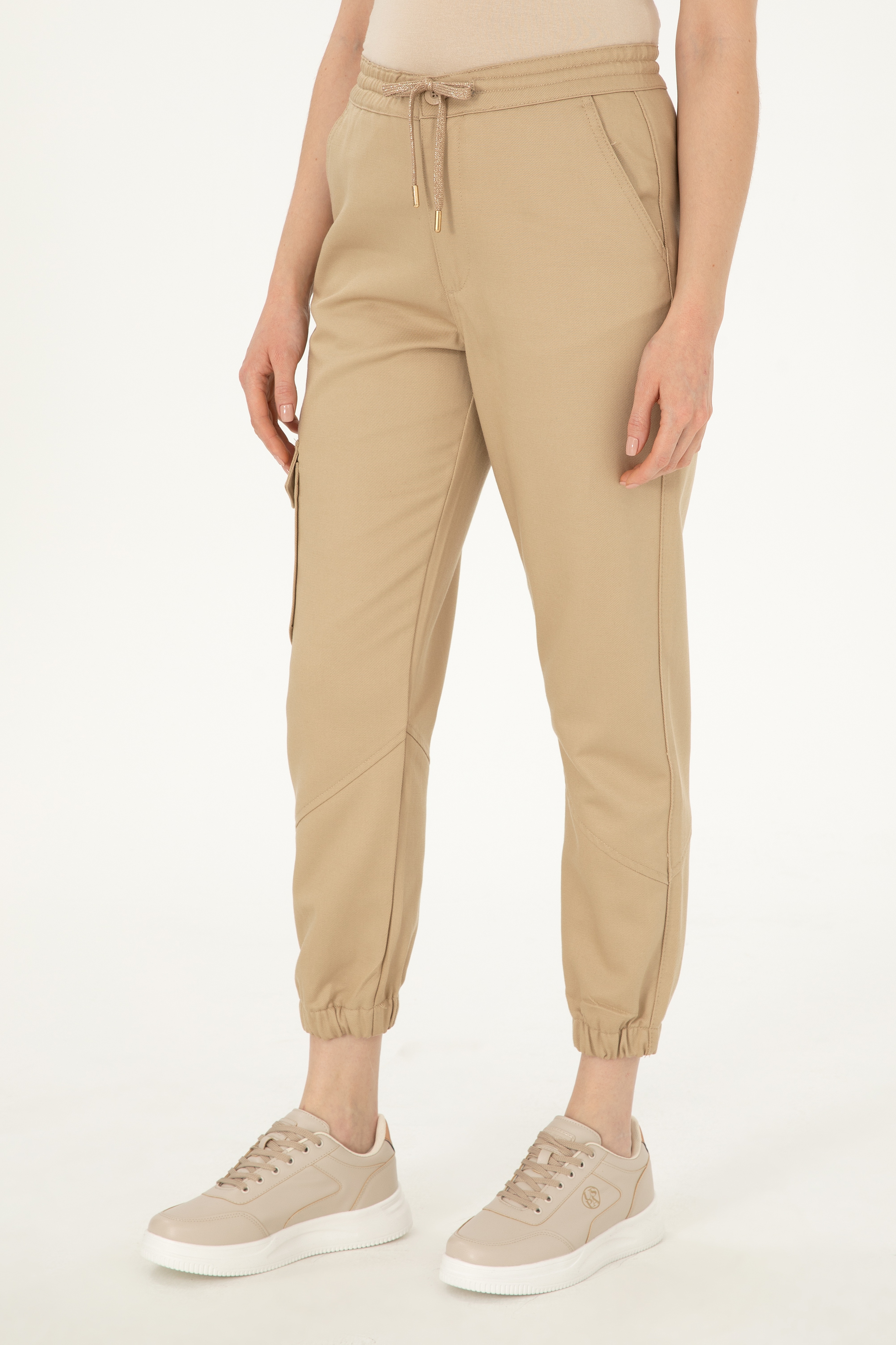 Kadın Kum Kanvas Jogger Fit Pantolon - Image 2