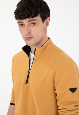 Erkek Yarım Fermuarlı Camel Basic Polar Sweatshirt - 50298085036