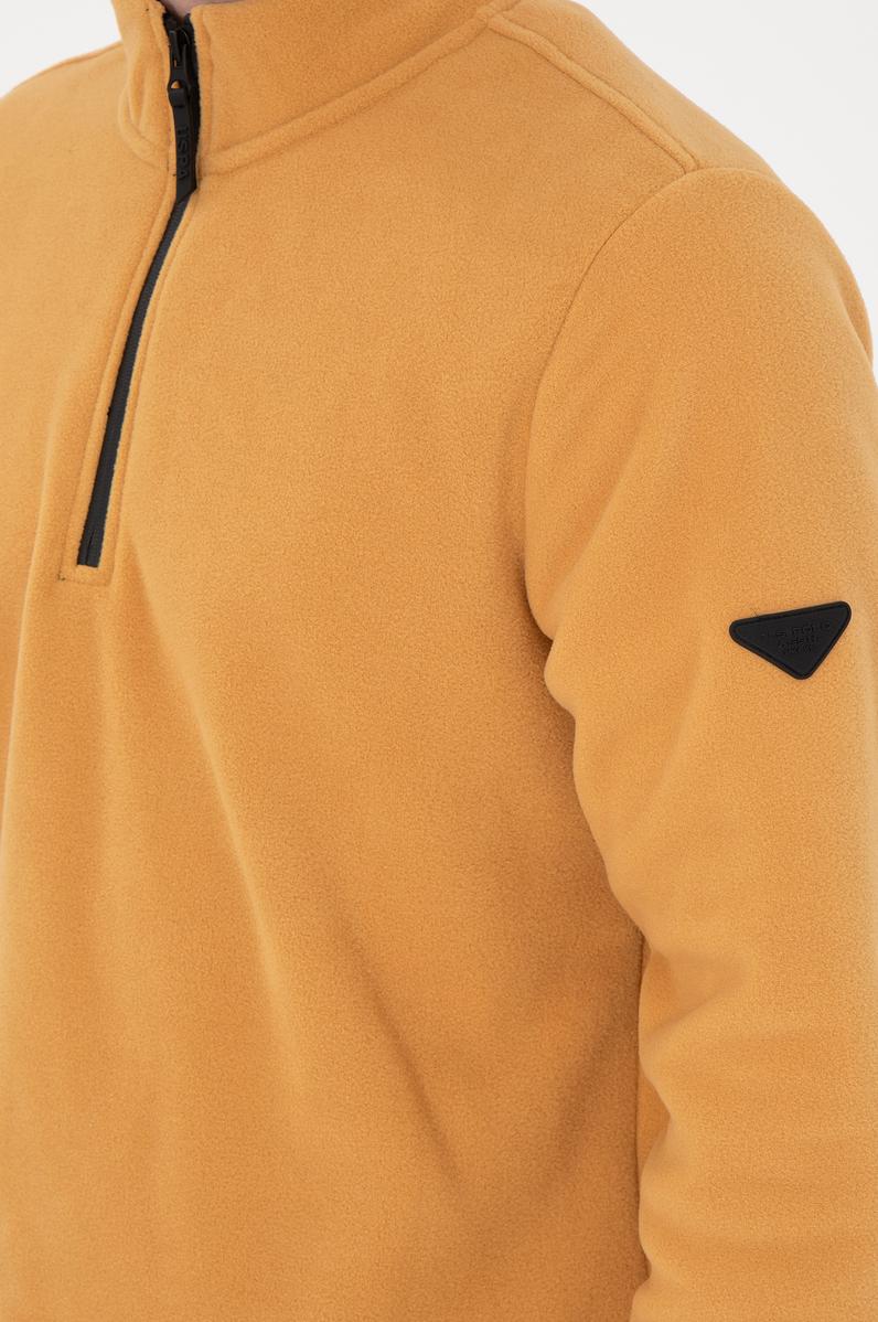 Erkek Yarım Fermuarlı Camel Basic Polar Sweatshirt