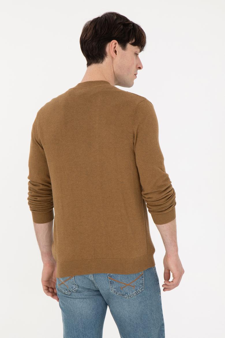 Erkek Haki Melanj Basic Triko Hırka - 50288870037