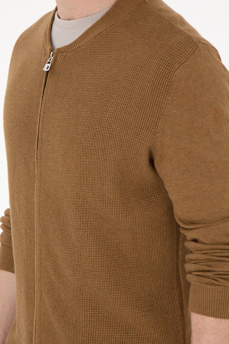 Erkek Haki Melanj Basic Triko Hırka - 50288870037