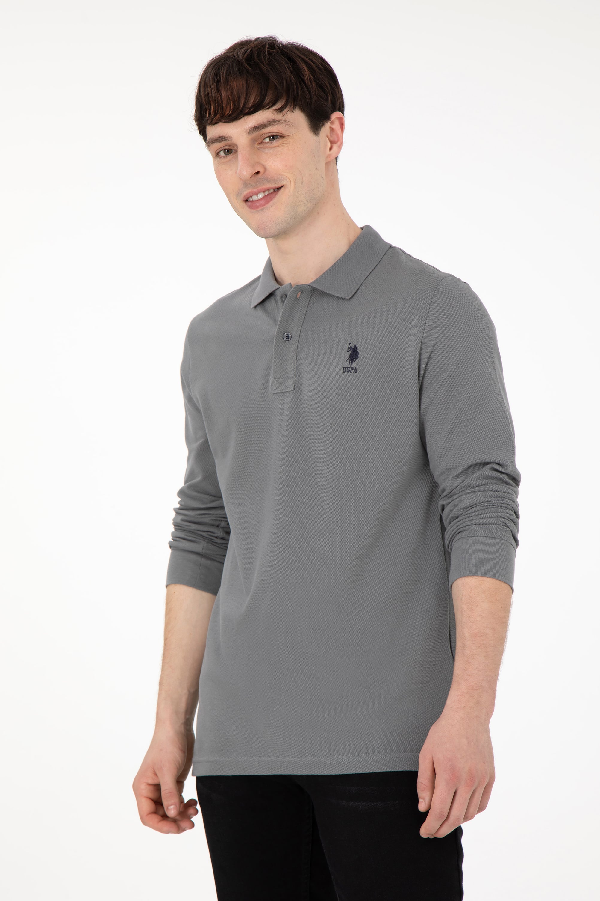Erkek Gri Basic Sweatshirt - Image 3