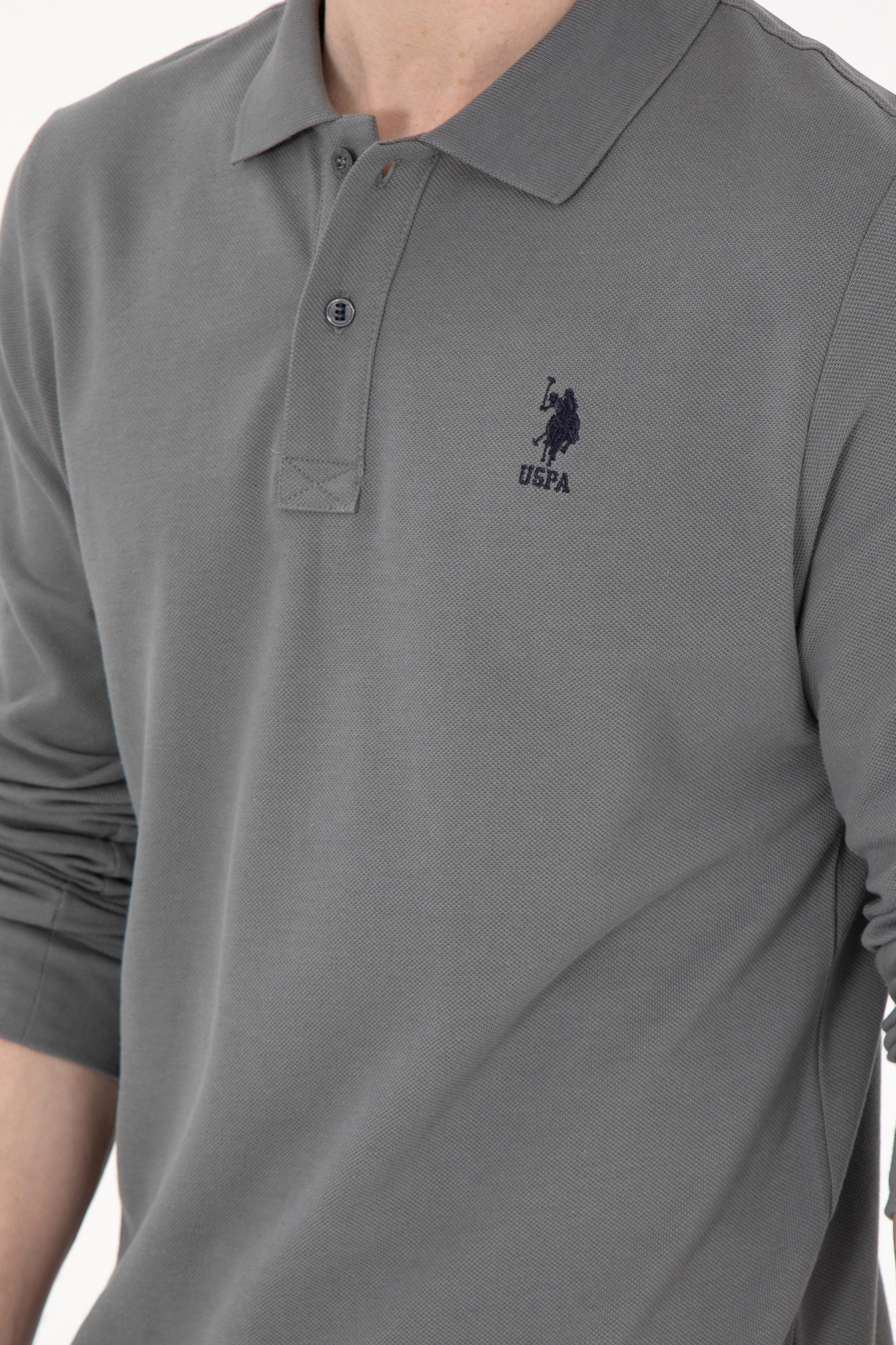 Erkek Gri Basic Sweatshirt - Image 7