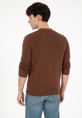 Erkek Kahverengi Basic Triko Hırka - 50288878076