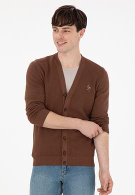 Erkek Kahverengi Basic Triko Hırka - 50288878076