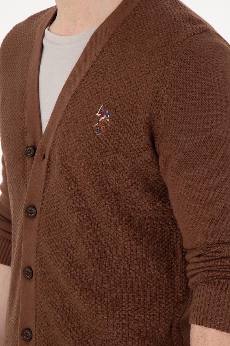 Erkek Kahverengi Basic Triko Hırka