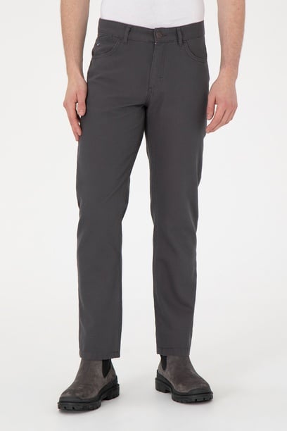 Erkek Regular Fit Antrasit Kanvas Pantolon