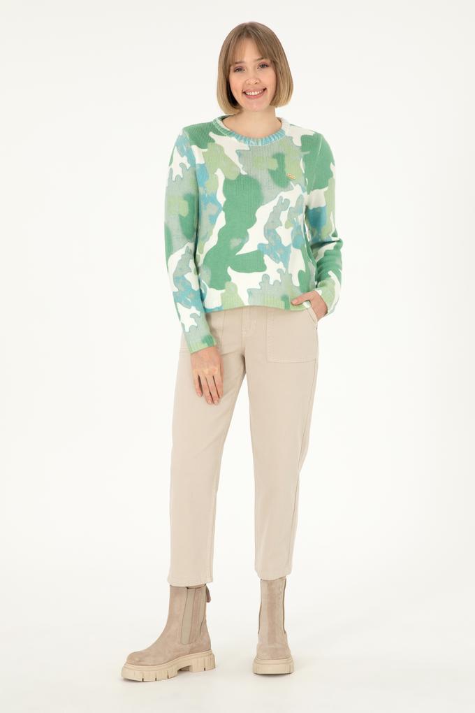 Kadın Ekru Loose Cropped Fit Jean Pantolon