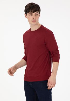 Erkek Regular Fit Bisiklet Yaka Bordo Sweatshirt - 50290063007