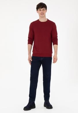 Erkek Regular Fit Bisiklet Yaka Bordo Sweatshirt - 50290063007
