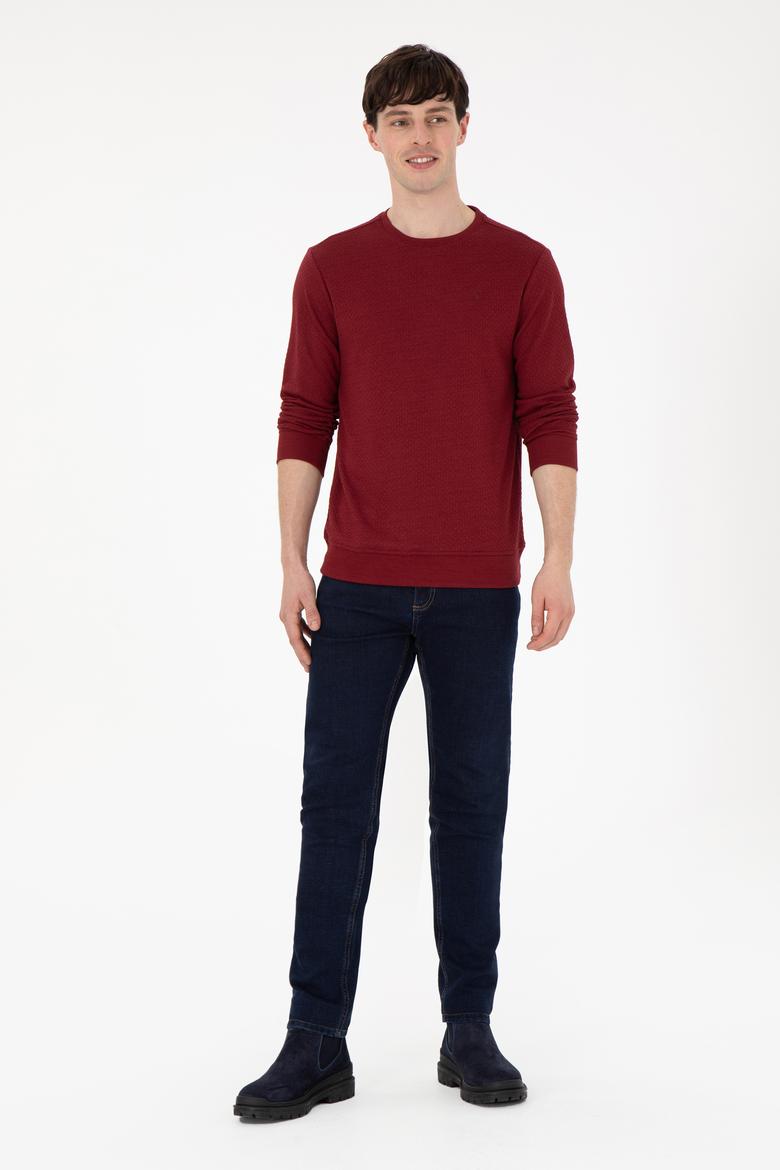 Erkek Regular Fit Bisiklet Yaka Bordo Sweatshirt - 50290063007