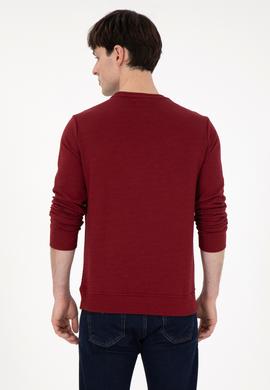 Erkek Regular Fit Bisiklet Yaka Bordo Sweatshirt - 50290063007