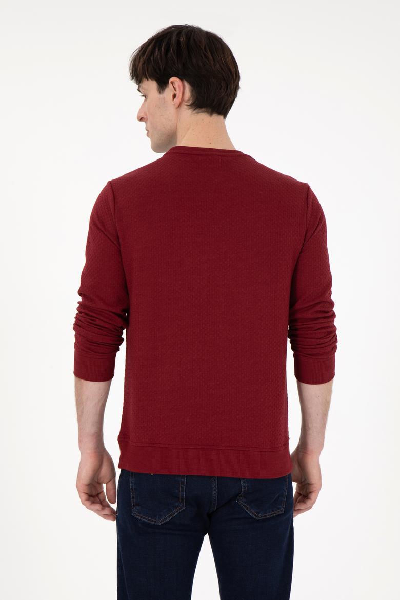 Erkek Regular Fit Bisiklet Yaka Bordo Sweatshirt - 50290063007
