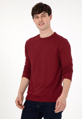 Erkek Regular Fit Bisiklet Yaka Bordo Sweatshirt - 50290063007