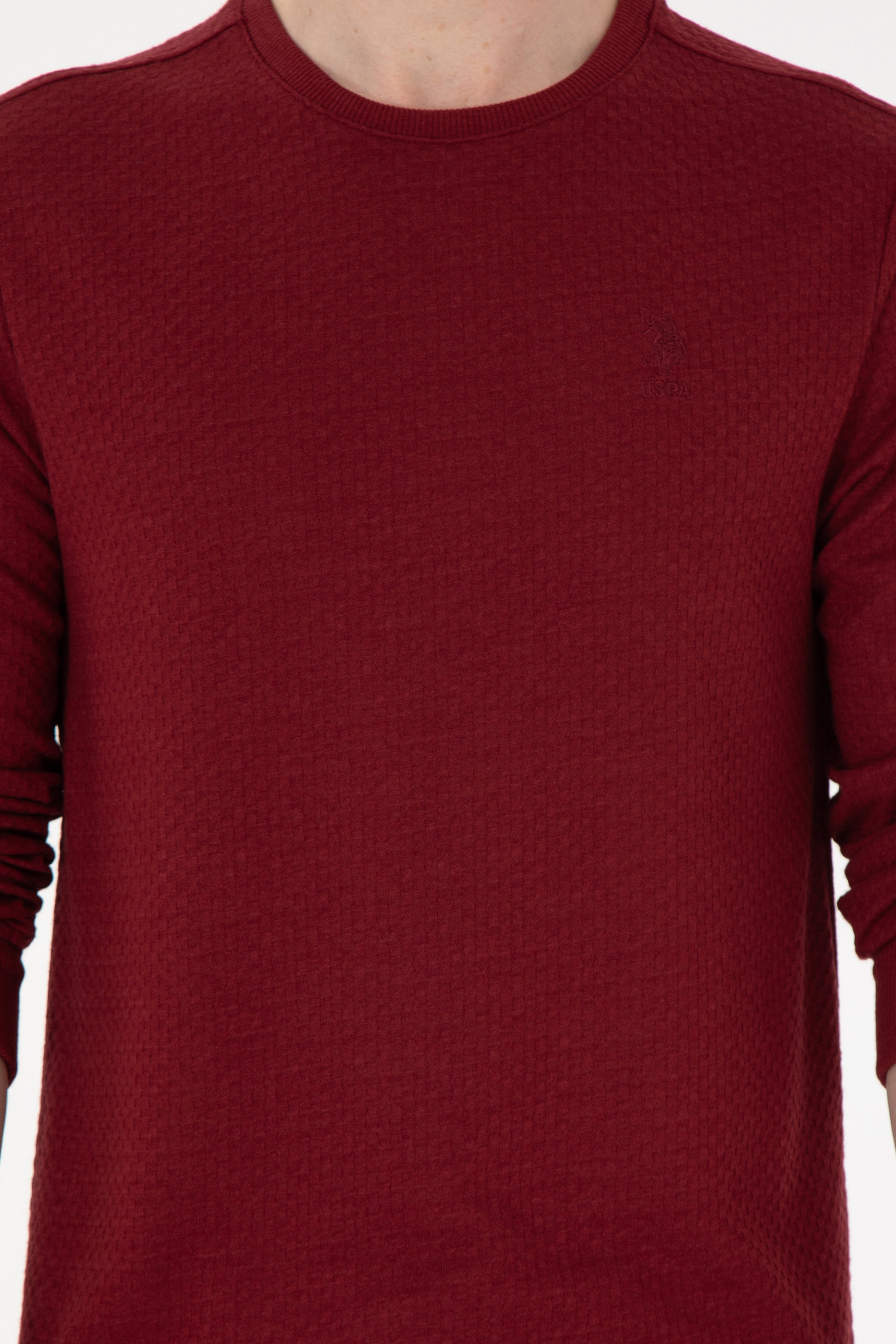 Erkek Regular Fit Bisiklet Yaka Bordo Sweatshirt