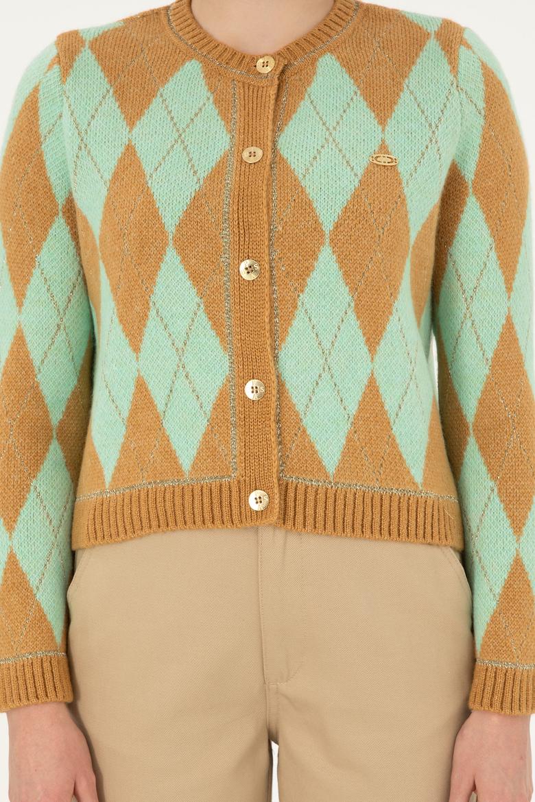 Kadın Camel Melanj Triko Hırka - 50293118015