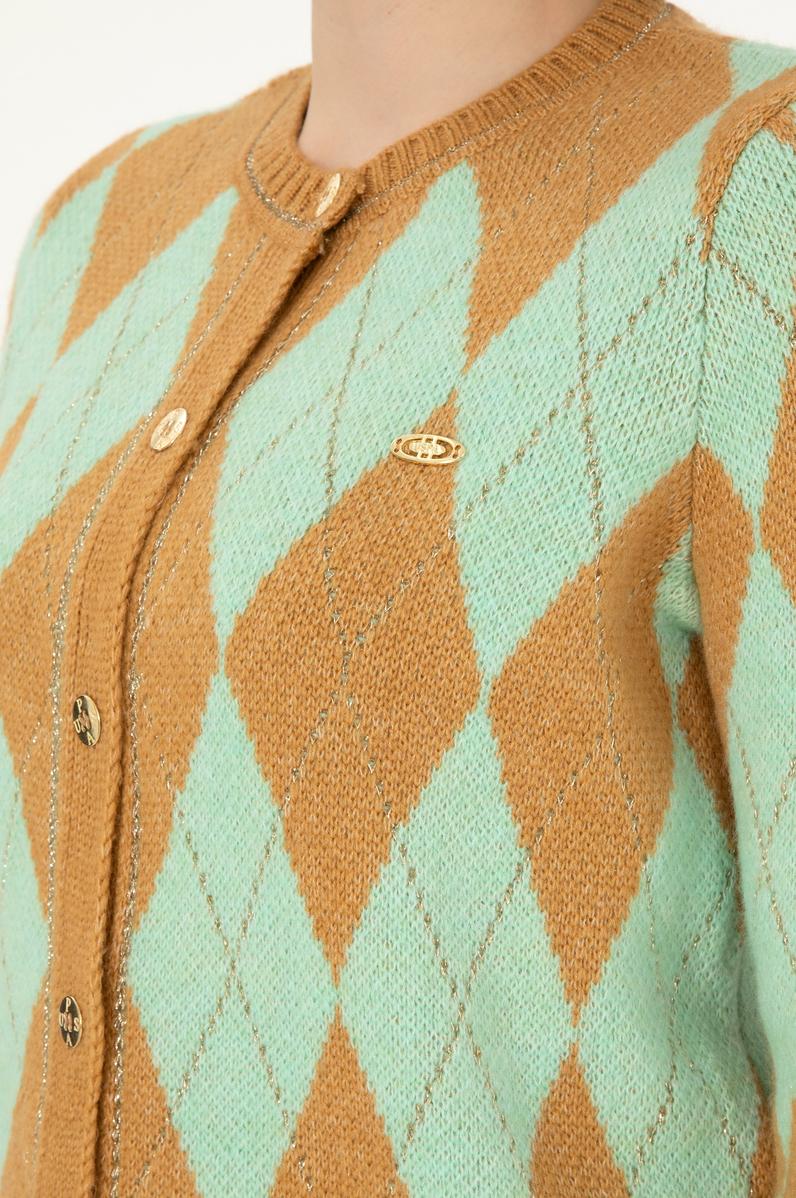 Kadın Camel Melanj Triko Hırka