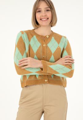 Kadın Camel Melanj Triko Hırka - 50293118015