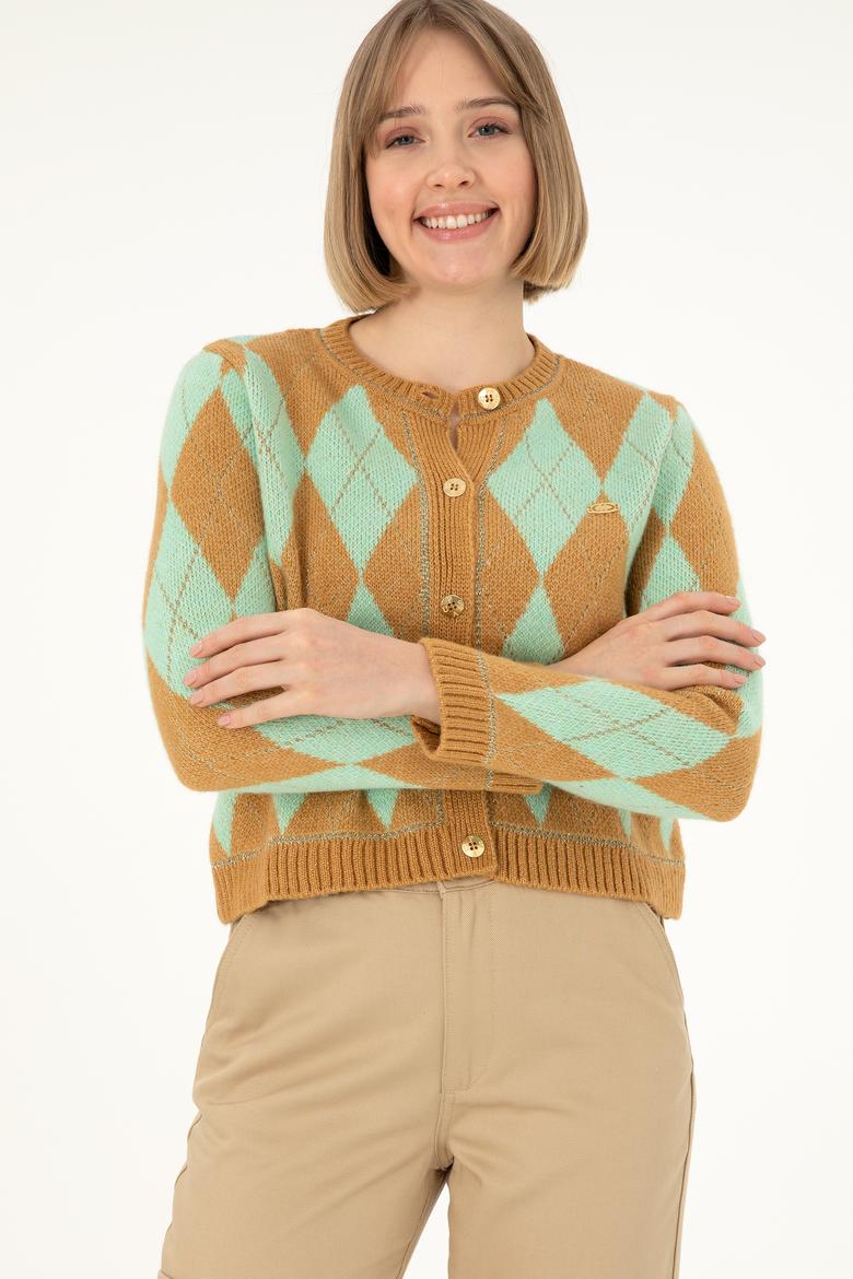 Kadın Camel Melanj Triko Hırka - 50293118015