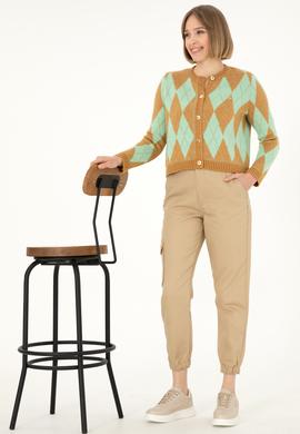 Kadın Camel Melanj Triko Hırka - 50293118015