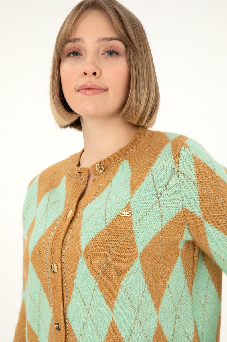 Kadın Camel Melanj Triko Hırka