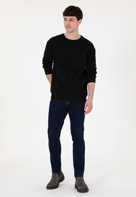 Erkek Comfort Fit Bisiklet Yaka Siyah Sweatshirt - 50293438029