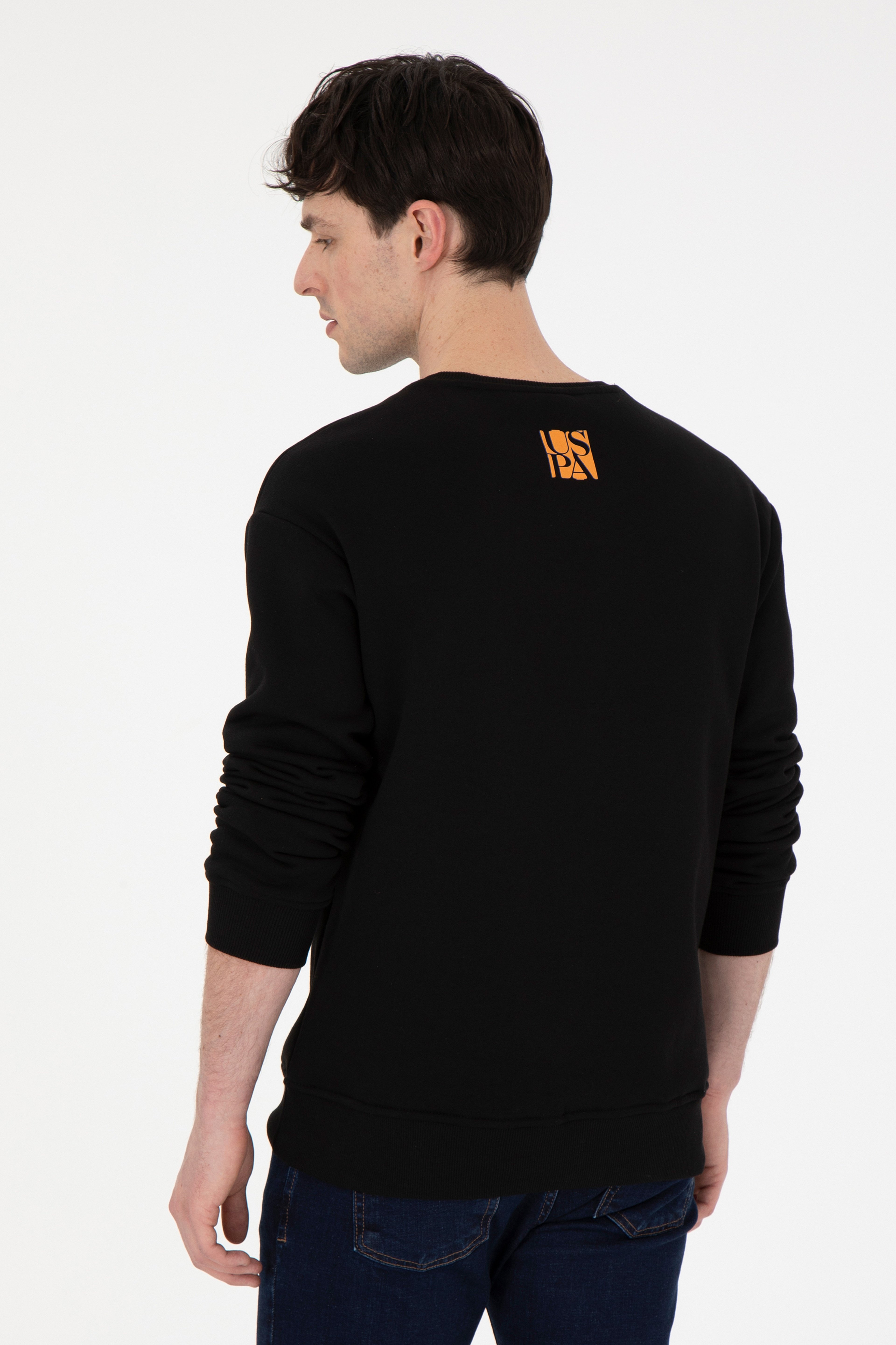 Erkek Comfort Fit Bisiklet Yaka Siyah Sweatshirt