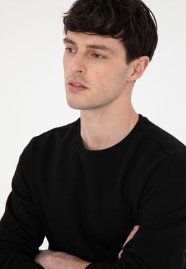 Erkek Comfort Fit Bisiklet Yaka Siyah Sweatshirt - 50293438029