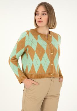 Kadın Camel Melanj Triko Hırka - 50293118015