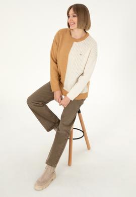 Kadın Camel Melanj Bisiklet Yaka Kazak - 50291624005