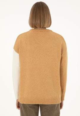 Kadın Camel Melanj Bisiklet Yaka Kazak - 50291624005