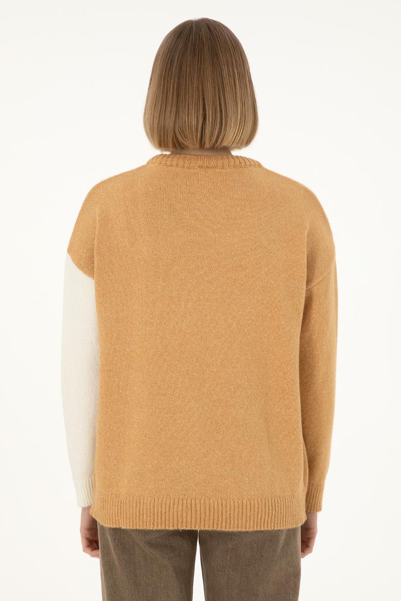 Kadın Camel Melanj Bisiklet Yaka Kazak - 50291624005