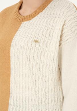 Kadın Camel Melanj Bisiklet Yaka Kazak - 50291624005