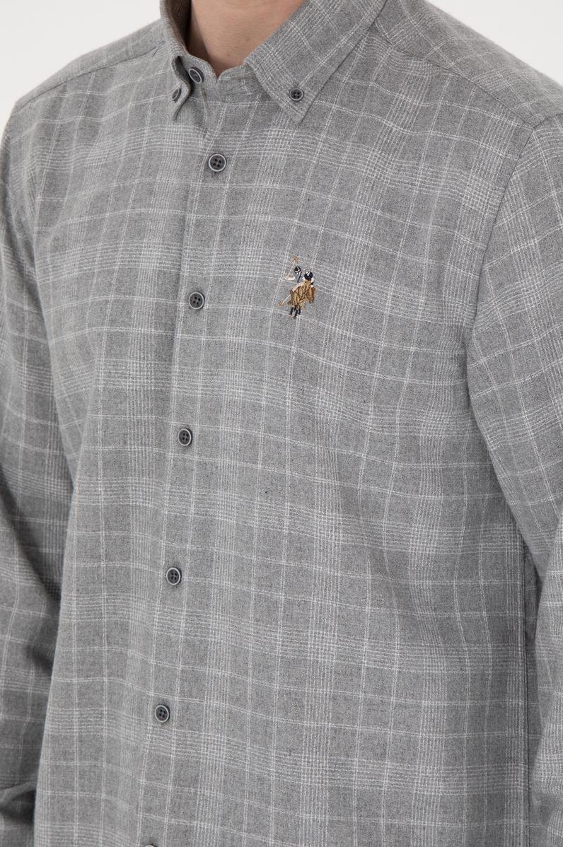 Erkek Gri Uzun Kollu Gömlek