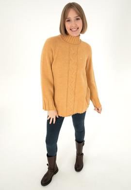 Kadın Camel Melanj Balıkçı Yaka Kazak - 50293141023