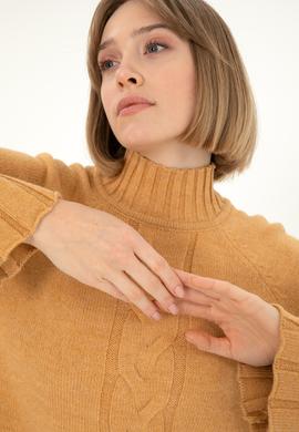 Kadın Camel Melanj Balıkçı Yaka Kazak - 50293141023