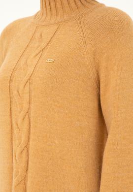 Kadın Camel Melanj Balıkçı Yaka Kazak - 50293141023