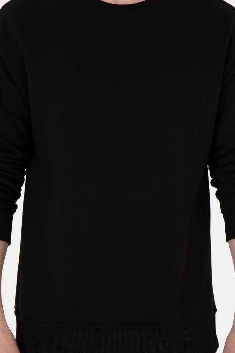 Erkek Comfort Fit Bisiklet Yaka Siyah Sweatshirt - 50293438029