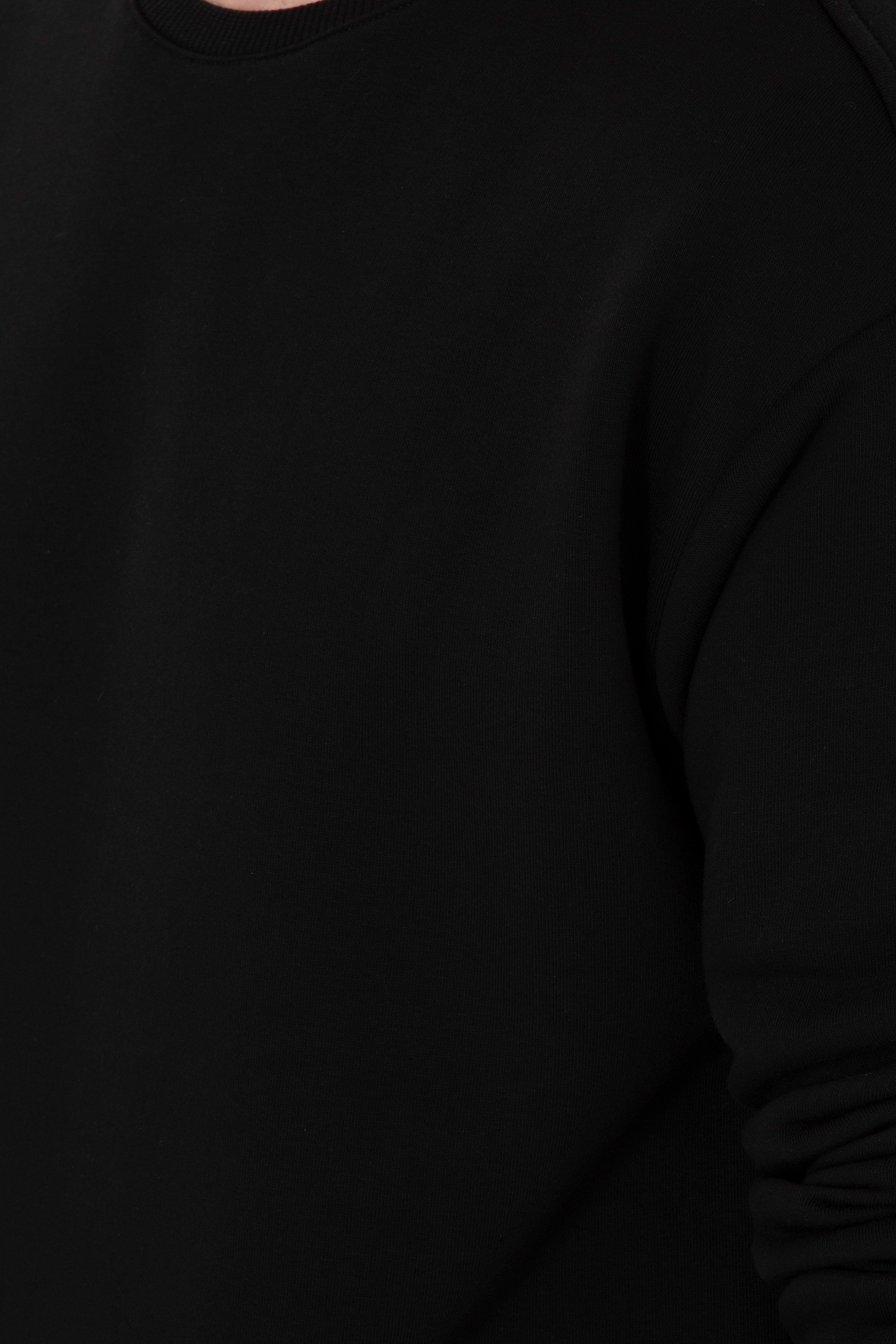 Erkek Comfort Fit Bisiklet Yaka Siyah Sweatshirt