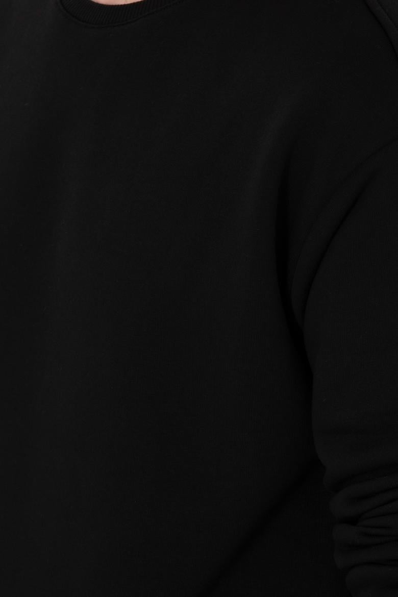 Erkek Comfort Fit Bisiklet Yaka Siyah Sweatshirt - 50293438029